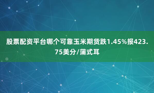 股票配资平台哪个可靠玉米期货跌1.45%报423.75美分/蒲式耳
